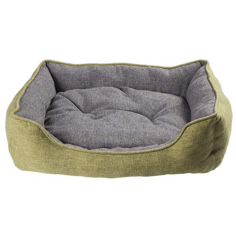 HY-02 Faux Linen Rectangle Cuddler Dog Bed