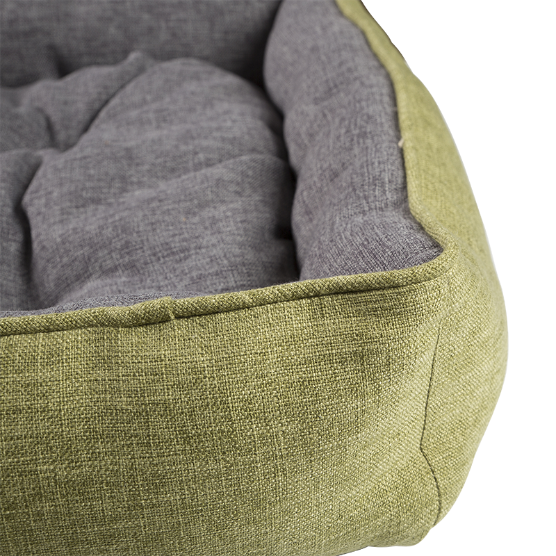 HY-02 Faux Linen Rectangle Cuddler Dog Bed