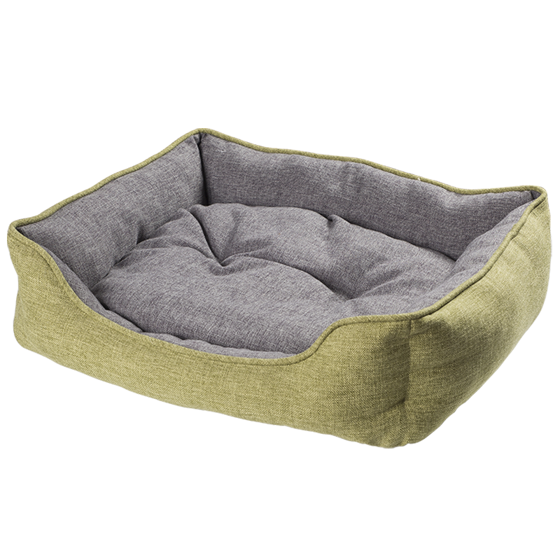 HY-02 Faux Linen Rectangle Cuddler Dog Bed
