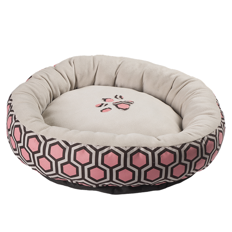 HY-09 Printed pongee Circle Velvet Cuddle Pet Bed