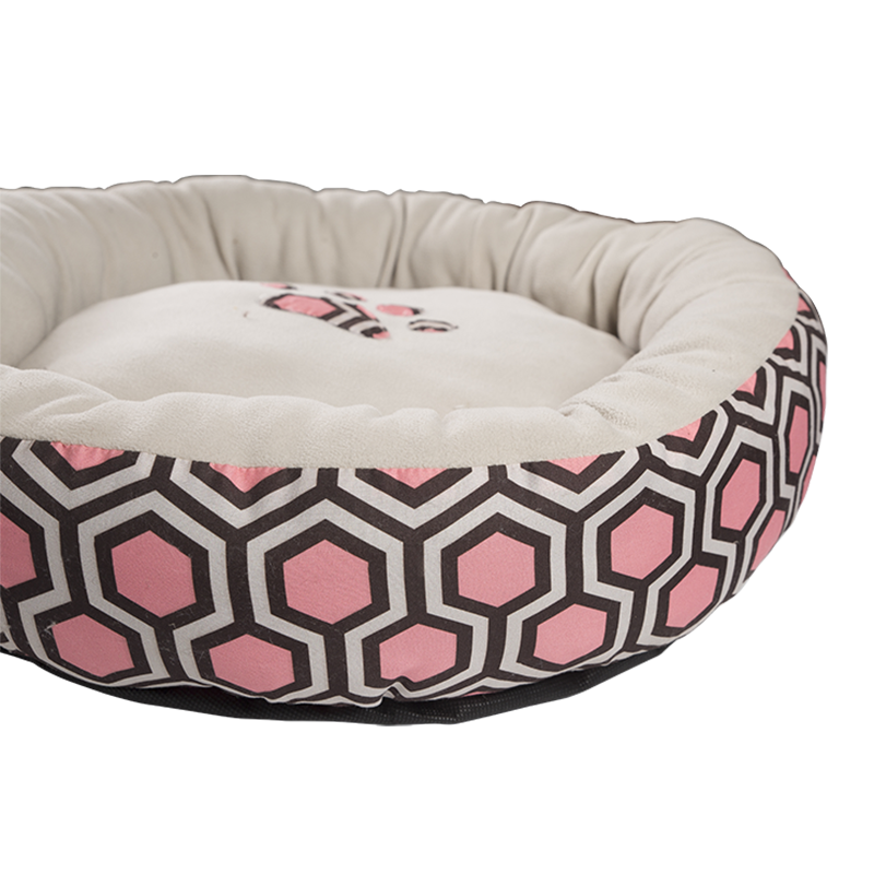 HY-09 Printed pongee Circle Velvet Cuddle Pet Bed