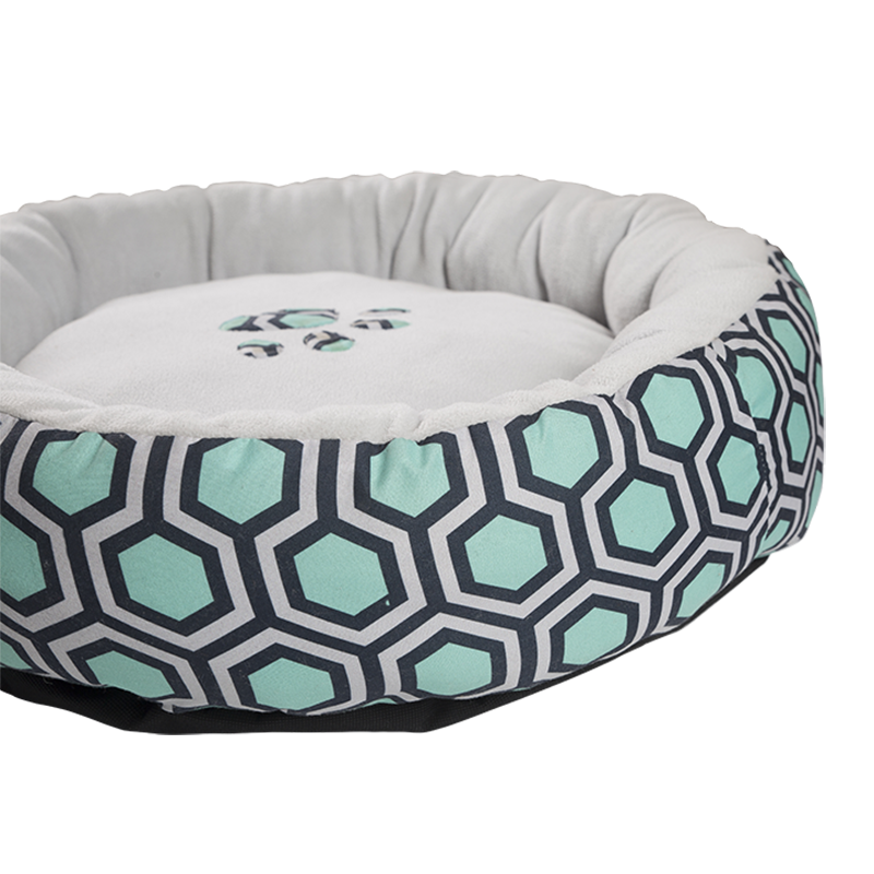 HY-09 Printed pongee Circle Velvet Cuddle Pet Bed