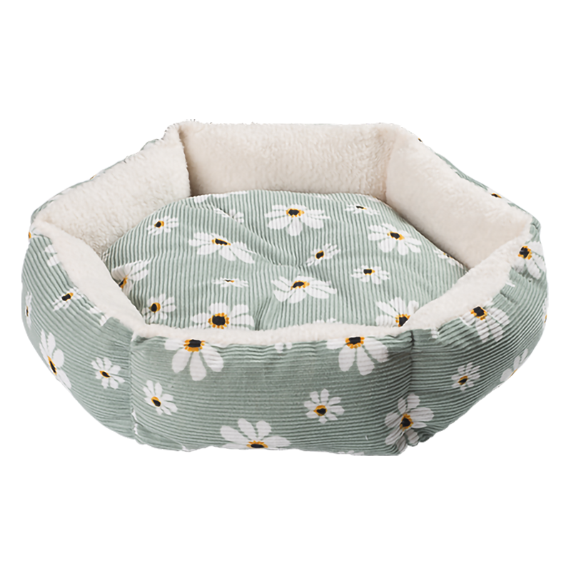 HY-28 Daisy print corduroy Plush Pet Bed