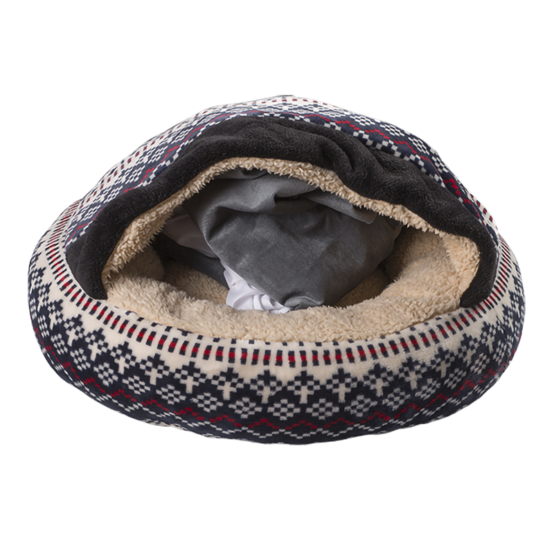 HY-32 Printed short fleece cloak round cat Plush Pet Bed